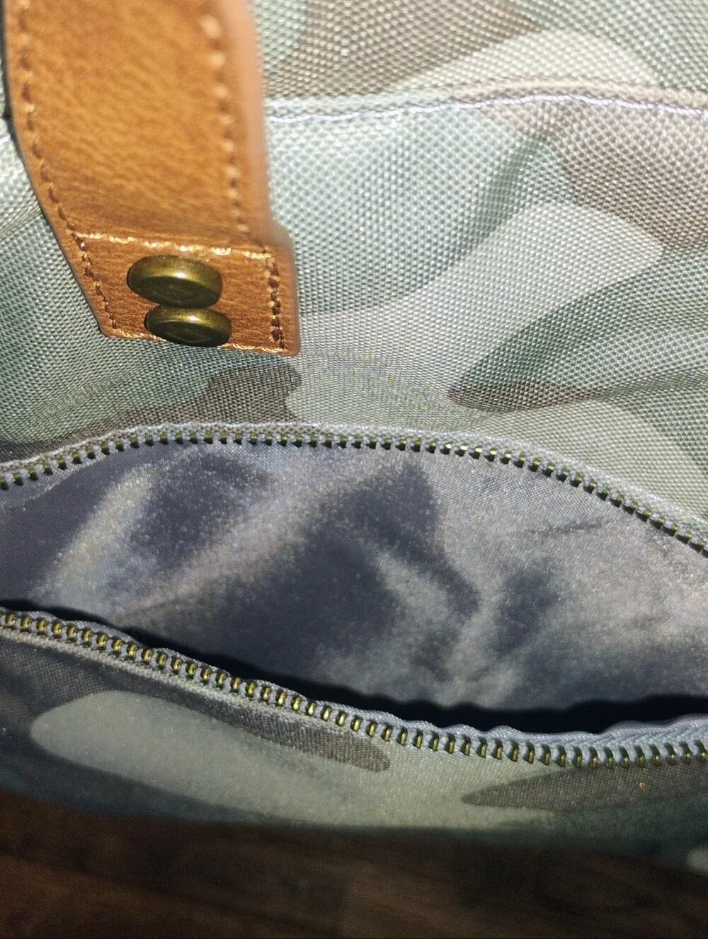 Thirty-one  journey Camouflage Canvas Backpack with Tan Leather Handles